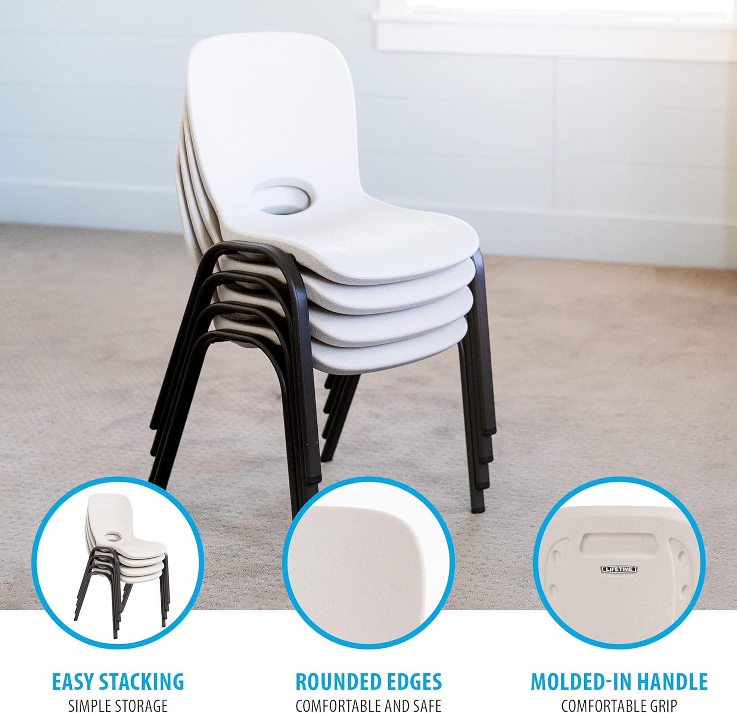 Kids Stacking Chair, Kids Folding Table, Almond, 36" G7617