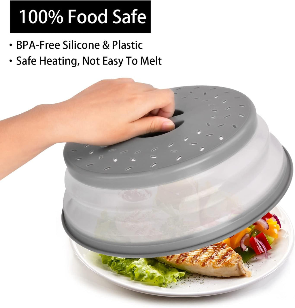 Gray 10.5 inch Vented Collapsible Microwave Plate Cover G2793