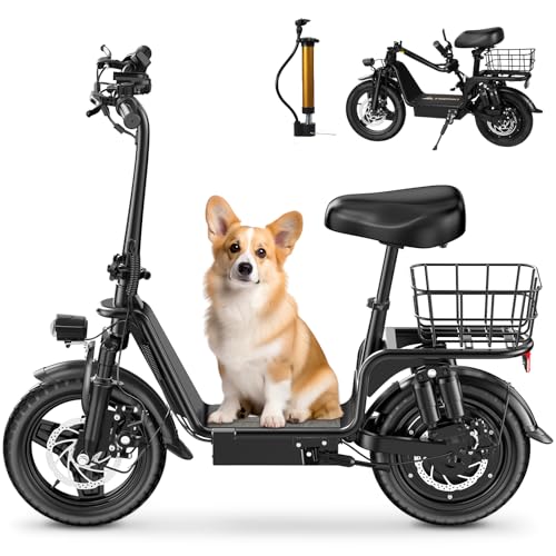 Electric Scooter with Seat, Foldable, 900W Peak Power, 20MPH, 28-Mile Range, Dual Disc Brakes, 330lbs Max Load O150997