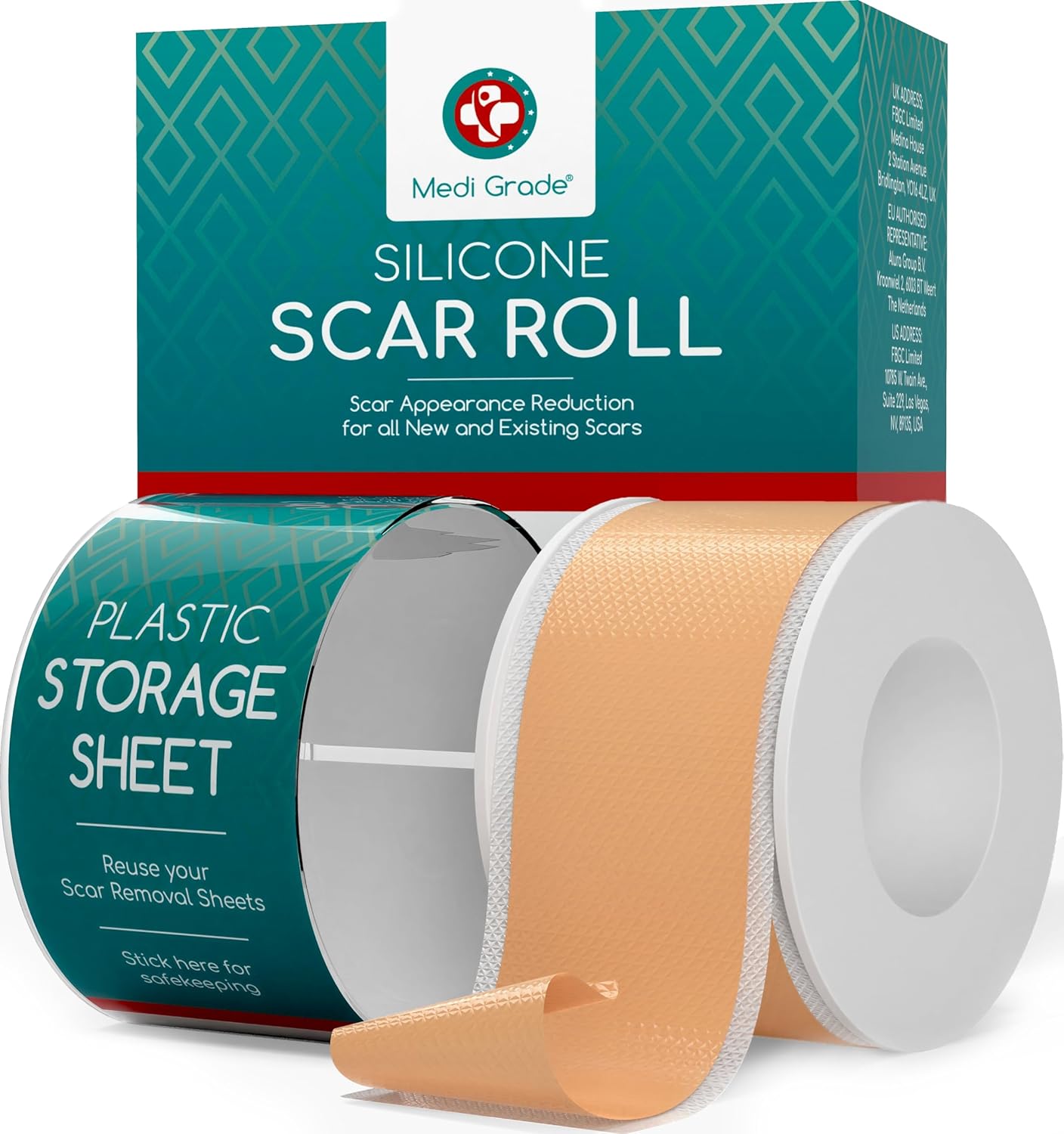 Silicone Scar Sheets, 80 Inches Long - Reusable Silicone Scar Tape - Includes Hygienic Storage Case G43103