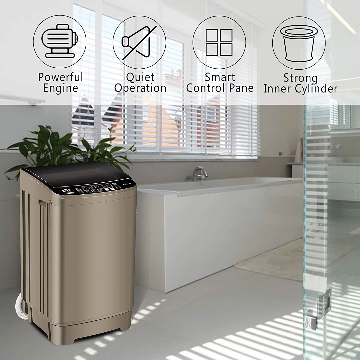 15.6 lbs Portable Compact Washing Machine with Drain Pump D34052