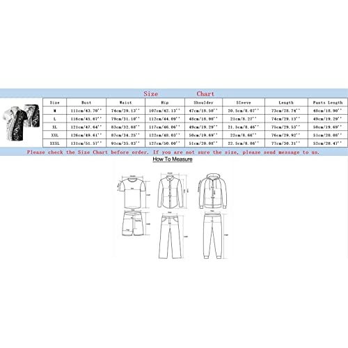 Mens Printed Short Sleeve 2 Piece Outfits Sets T4512