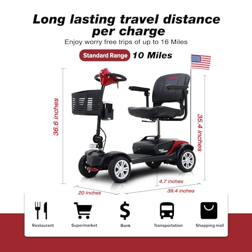 Red Foldable Electric Mobility Scooter with Basket N298844