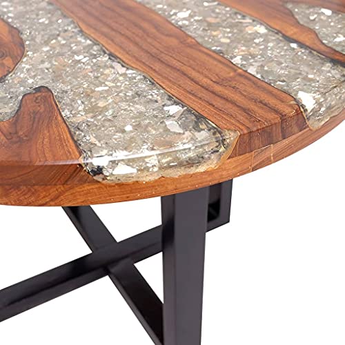 Teak Resin Round Coffee Table 23.6" Z633