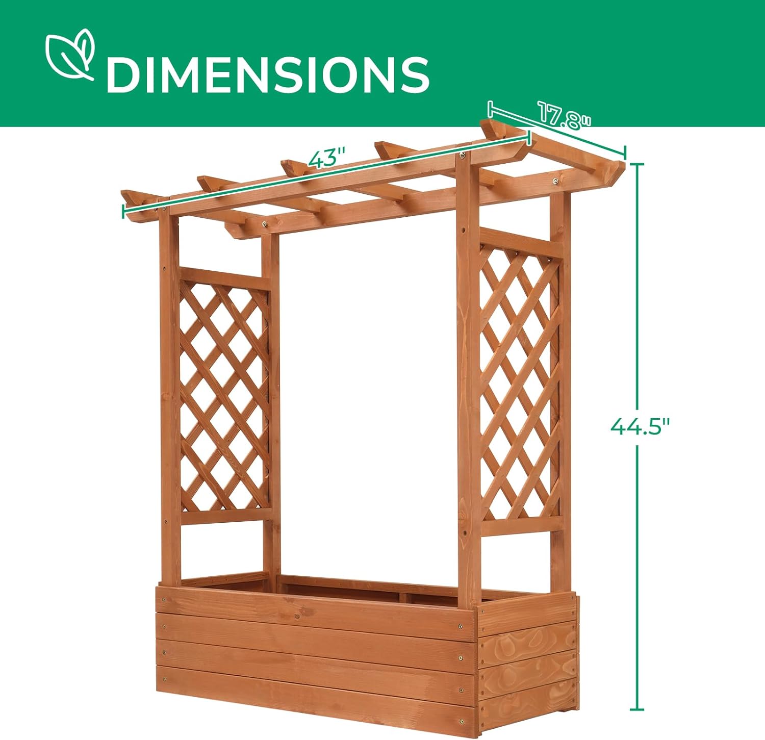 Raised Garden Bed with Trellis Wood Planter Box M2349