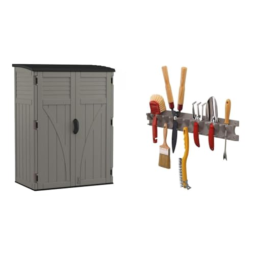 54 Cubic Ft. Vertical Resin Outdoor Storage Shed with Lockable Double Doors L325453