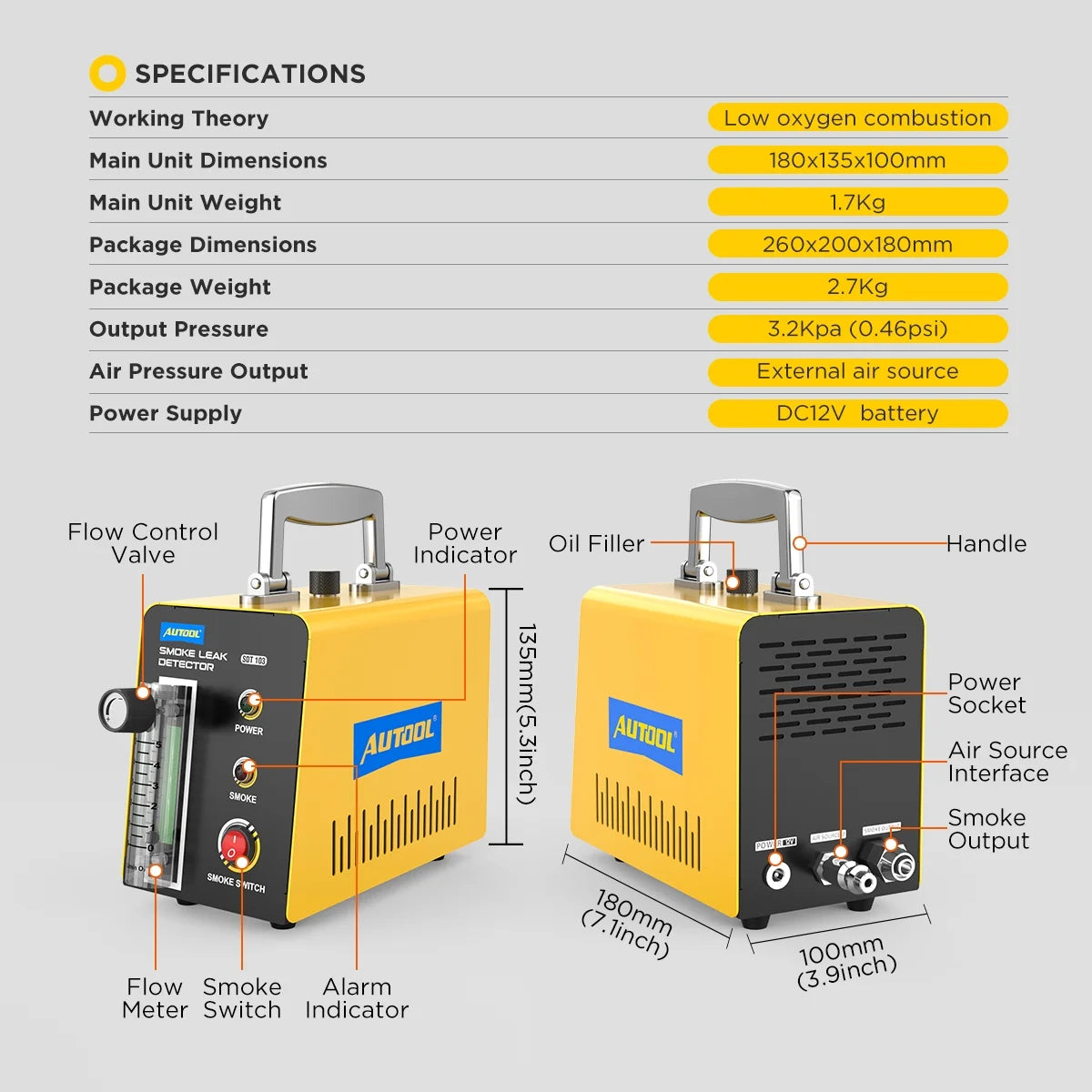 DC12V Car EVAP Smoke Machine Leak Tester K620606