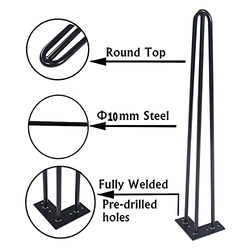 Black 2-Rod Metal Table Legs S344