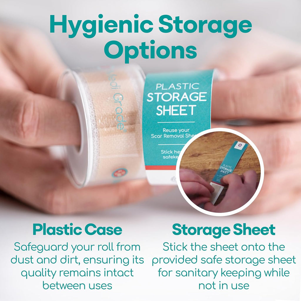 Silicone Scar Sheets, 80 Inches Long - Reusable Silicone Scar Tape - Includes Hygienic Storage Case G43103