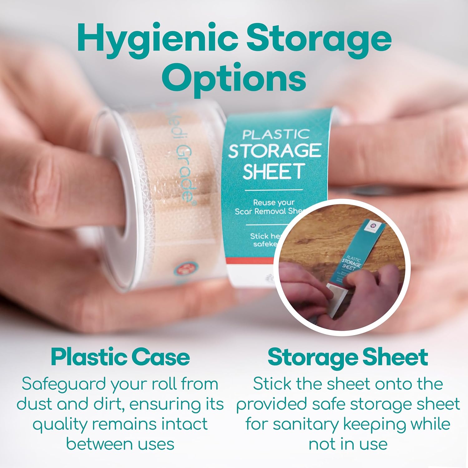 Silicone Scar Sheets, 80 Inches Long - Reusable Silicone Scar Tape - Includes Hygienic Storage Case G43103