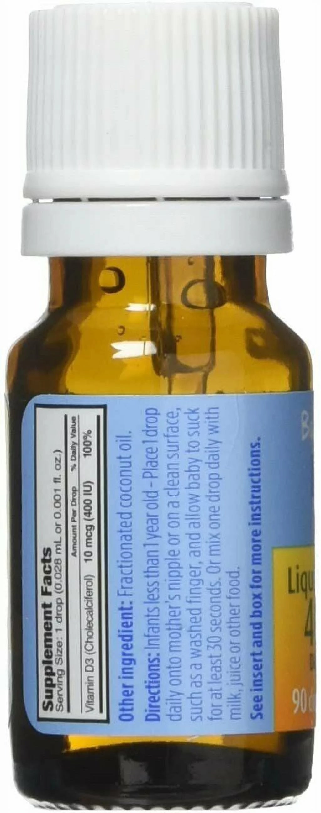 Baby Liquid Vitamin D3 400 IU 2.5 oz 90 Drops Pack of 4 D204075