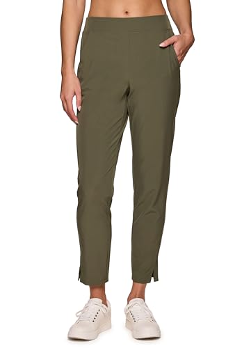 Women's Stretch Woven Ankle Pant, Lightweight, Quick Drying, Flat-Front Straight Leg Pants with Pockets A491