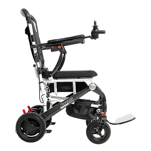 White Electric Wheelchair with 300 Lbs Weight Capacity, 12 Ah Battery, 17"x17" Black Foam Seat D212