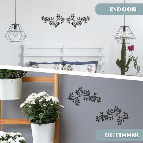 2 Pieces Metal Tree Leaf Wall Decor Wrought Iron Scroll Sculptures T8161