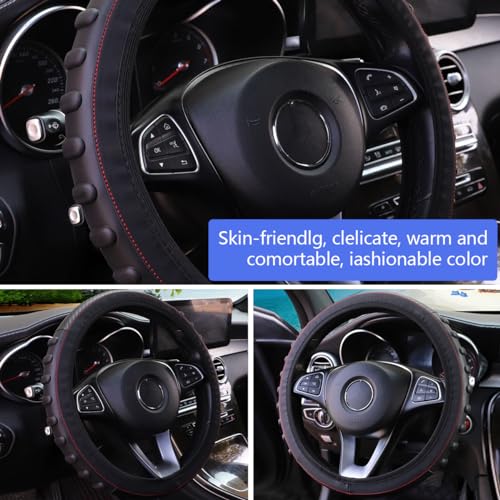 Black Elastic Stretch 14.5-15Inch Universal Steering Wheel Cover V1930
