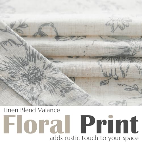 Linen Valance Yellow Leaf on Beige 16 Inch Rod Pocket 1 Panel K13807