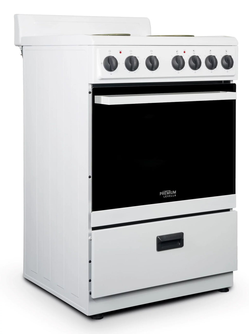 White 24 in 2.7 cu ft Single Oven Electric Range with 4 Burners and Storage Drawer X7903