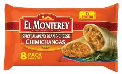 Spicy Jalapeno Bean & Cheese Chimichangas, 32 oz, 8 Count, Pack of 3 H866402