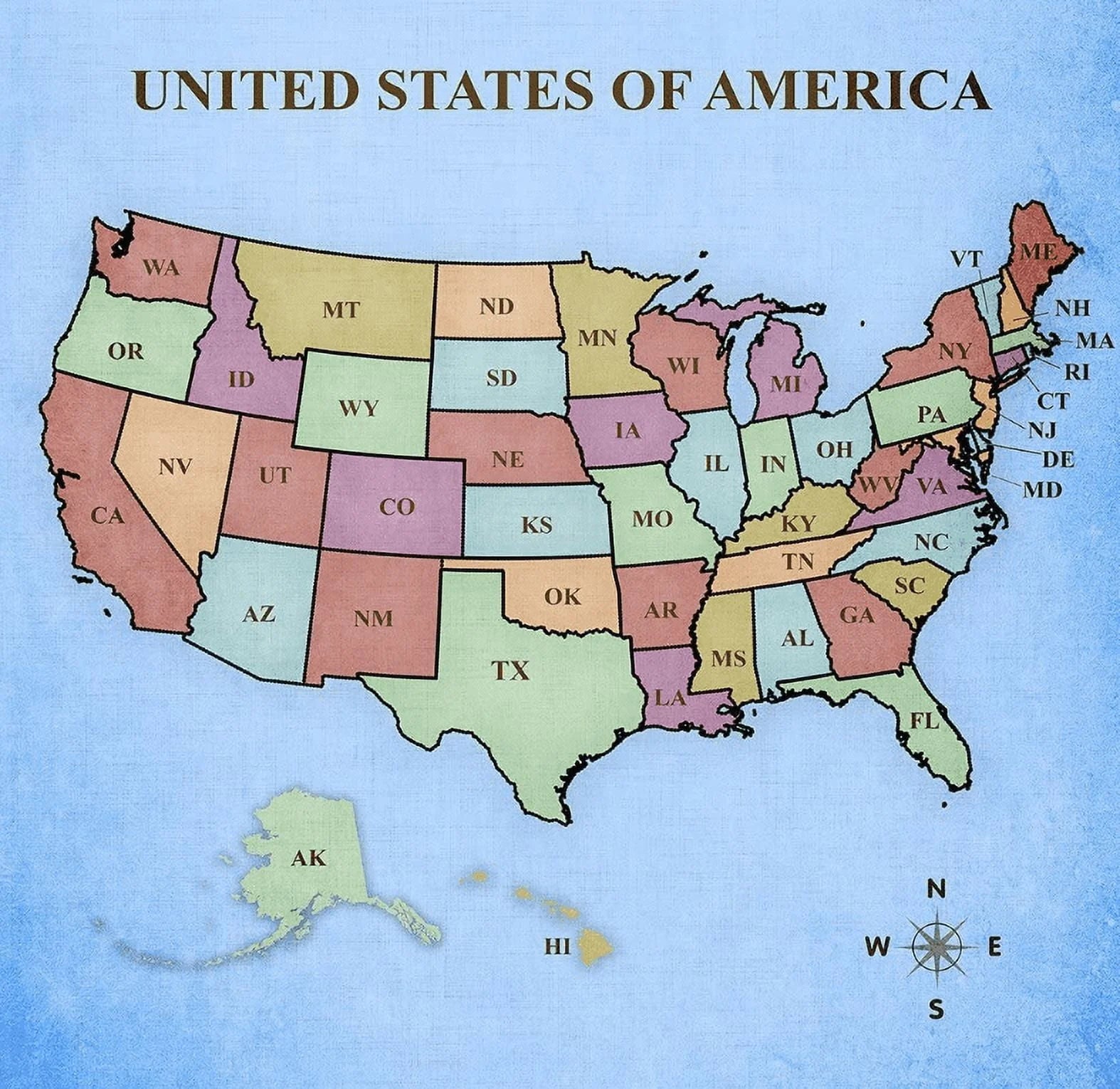 Map of the United States Poster Print S948