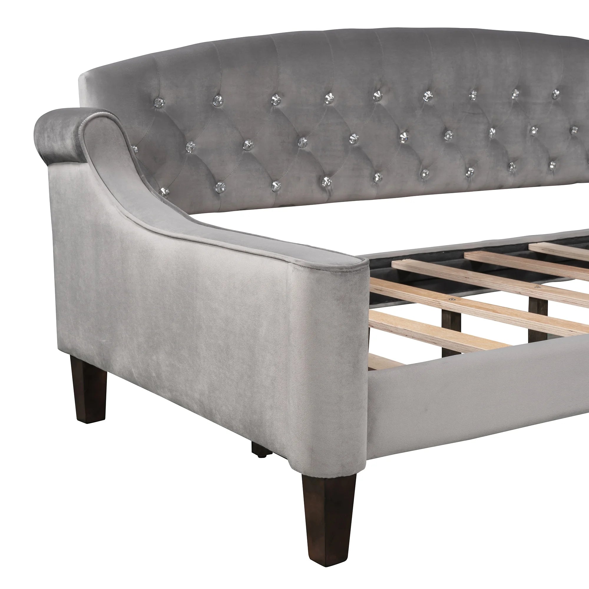 Twin Size Tufted Button Daybed Gray I3615
