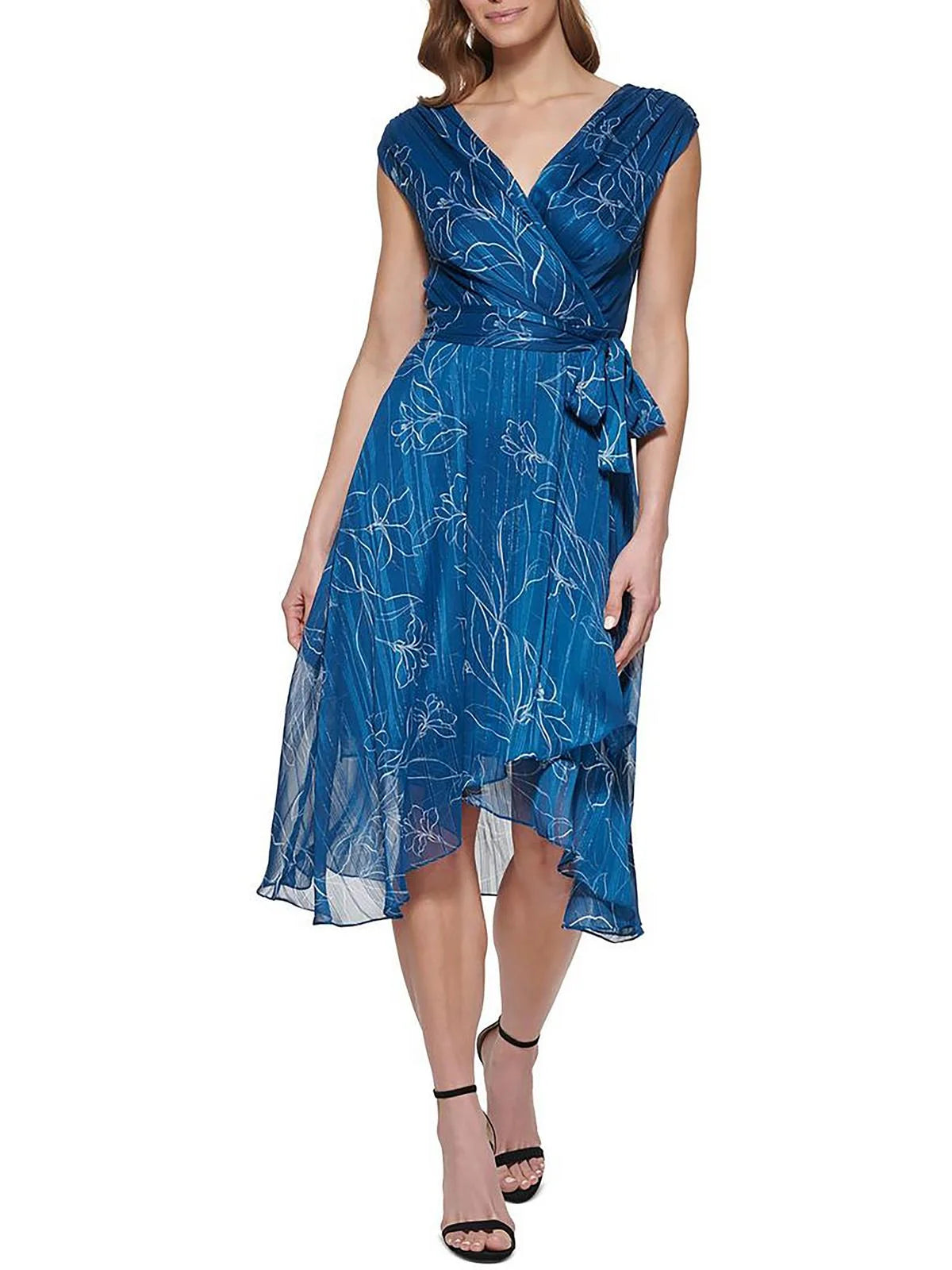 Chiffon Metallic Wrap Dress D559