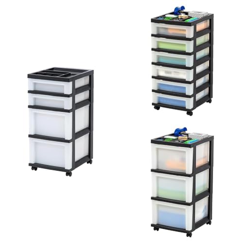 Black Plastic 4-Drawer Rolling Cart T894