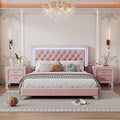 Queen Size Velvet Upholstered Platform Bed with 2 Nightstands Z5554