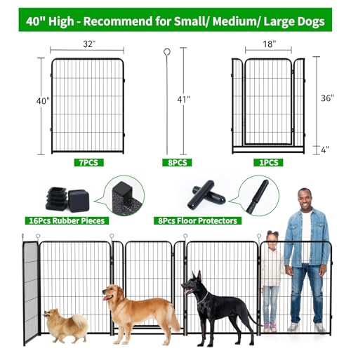 12 Panel 40" Height Heavy Duty Dog Fence with Doors S648354