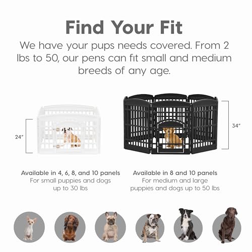 Black 8-Panel Dog Playpen with Door R880