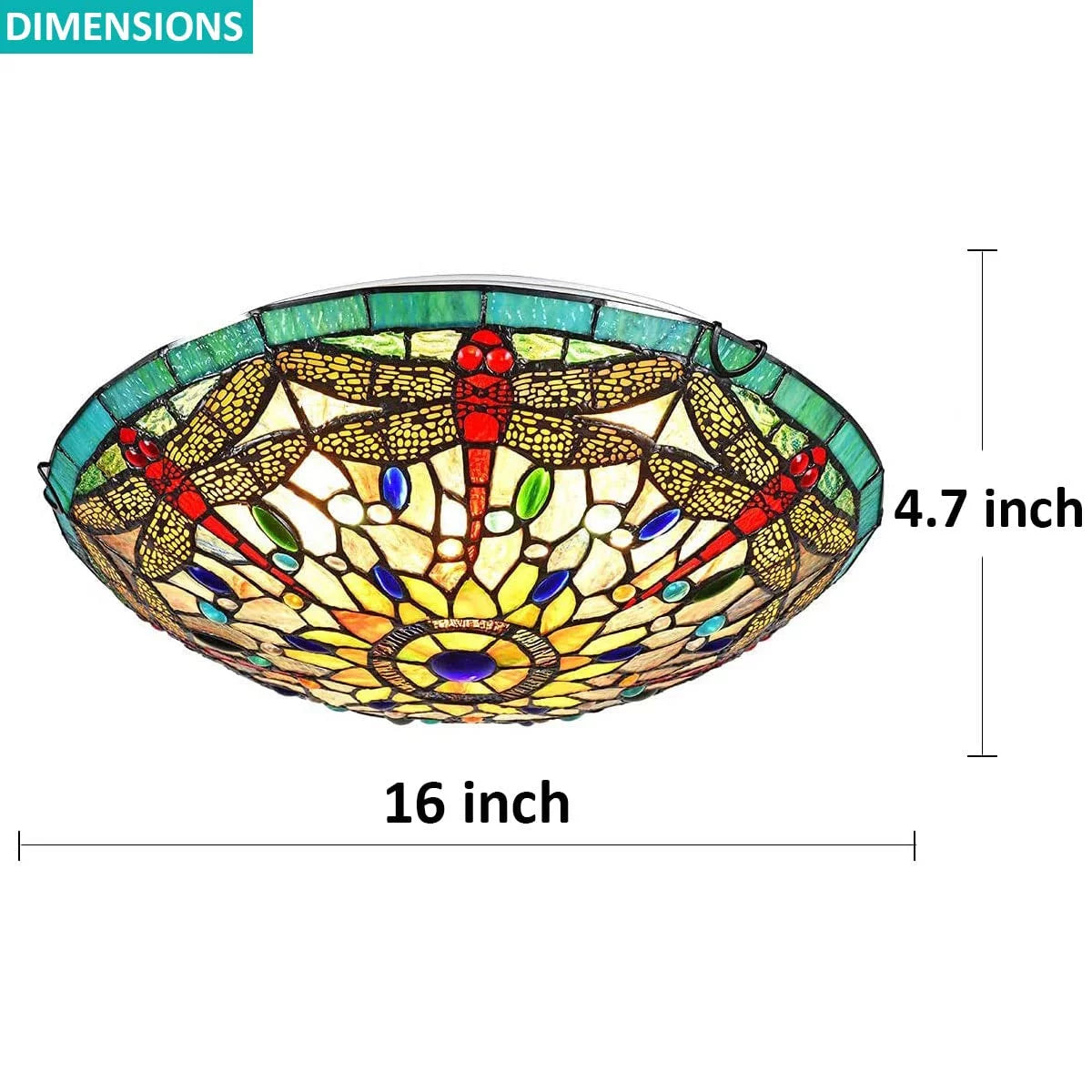 Red Dragonfly Stained Glass Flush Mount Ceiling Light B749