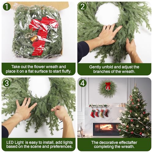 26 in Norfolk Pine Wreath with Lights X767421