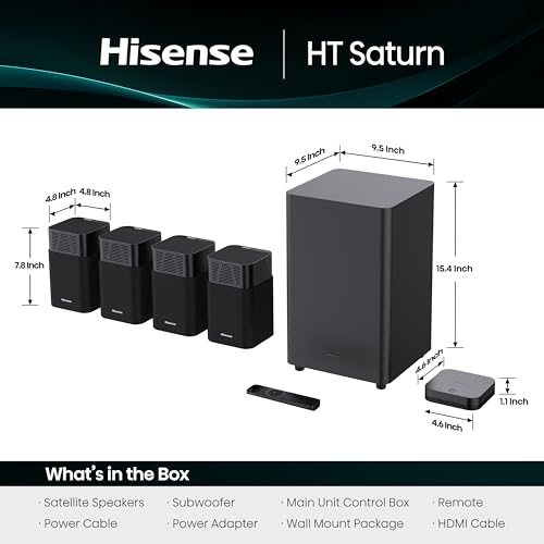 4.1.2Ch Sound Bar with Wireless Subwoofer, Dolby Atmos, DTS:X, Bluetooth 5.3, 4K HDMI Pass Through, HDMI/AUX/ARC/Optical/USB J764