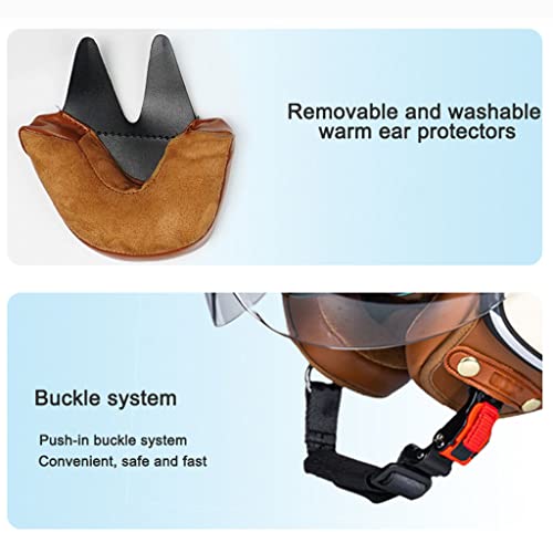 Retro Creative Motorcycle Half Helmet, 3/4 Face Breathable Motorbike Helmets with Double Visor Helmet X1957