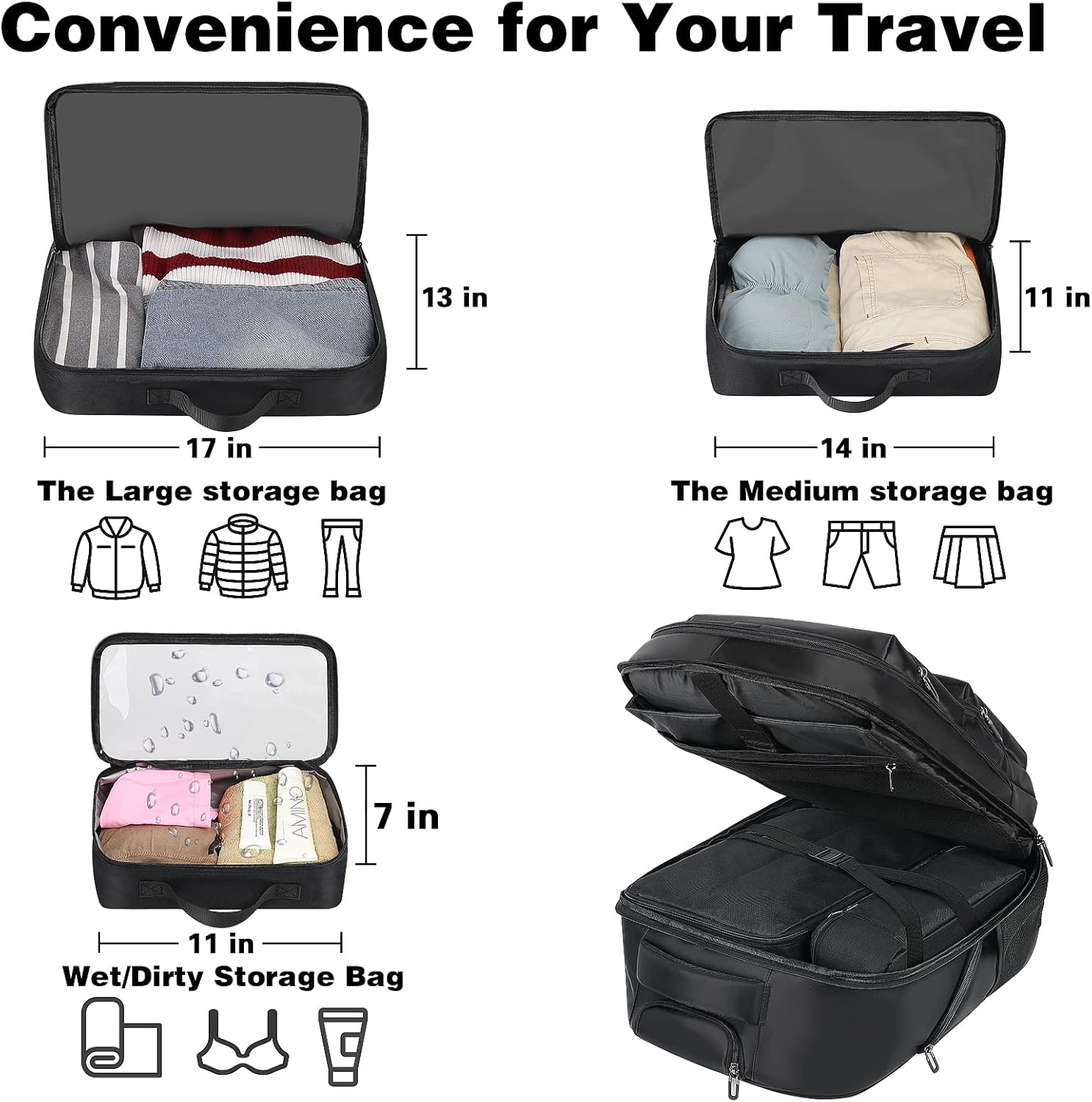 Black Rolling Backpack with Wheels Y4592