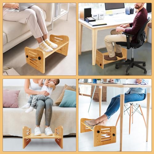 Bamboo Adjustable Under Desk Footrest with 7-Level Adjust E9753