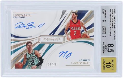 Autographed 2020-21 Panini Immaculate Collection Dual Auto Rookie Card #22/25 BGS Authenticated 8.5/10 U26761