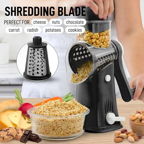 Round Cheese Grater with Replaceable Stainless Steel Drum Blades Z84291