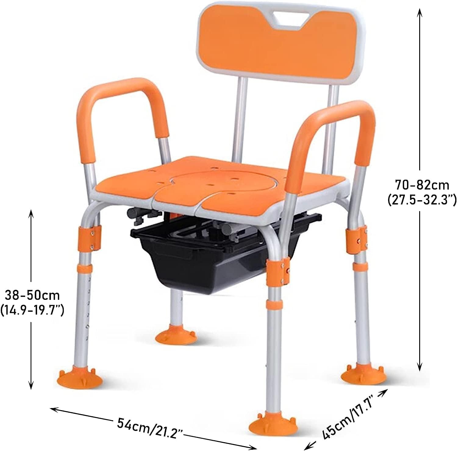 Height Adjustable Bedside Commode Chair with Safety Frame P68639