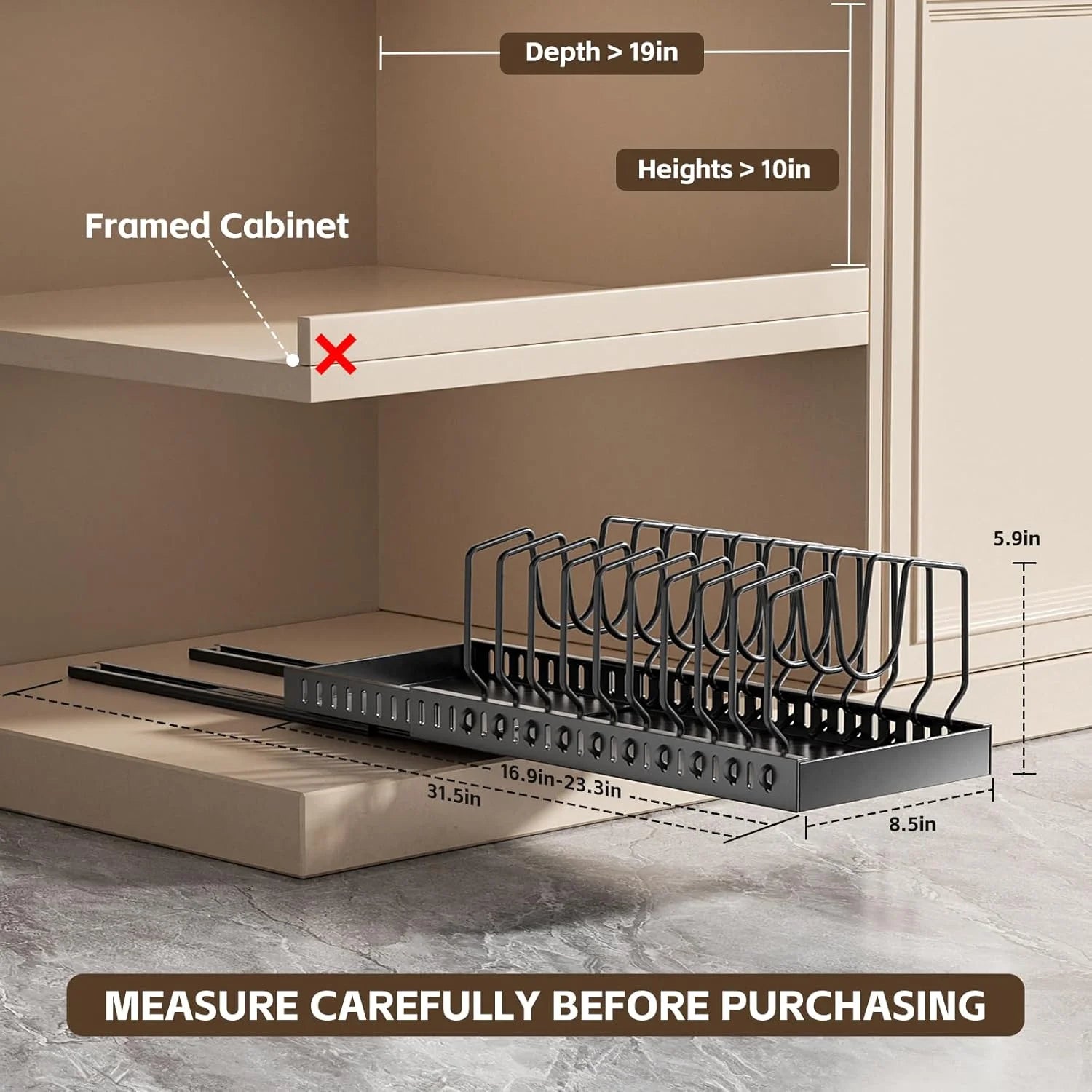 2 Pack Expandable Pull Out Cabinet Organizer with 10 Adjustable Dividers O964370