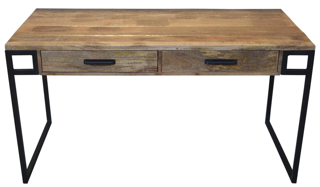 Natural Black Mango Solid Wood Writing Desk with Two Drawers R254812