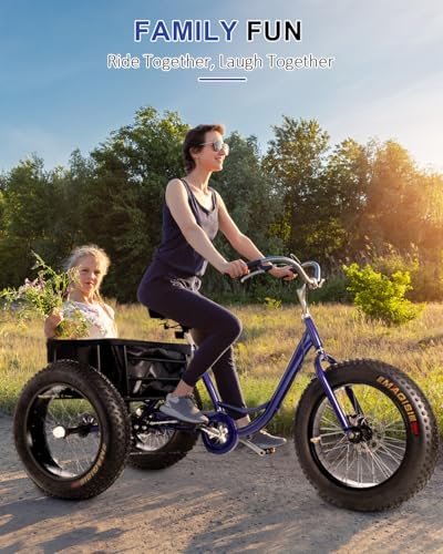 20-Inch Fat Tire 7-Speed Heavy-Duty Adult Tricycle with Large Cargo Basket R559108