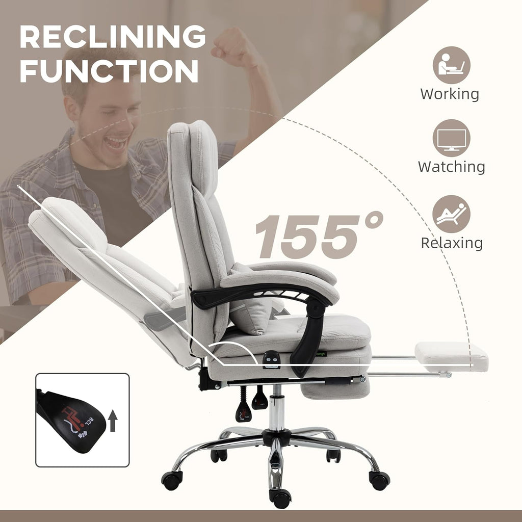 Light Gray Swivel Reclining PU Leather Office Chair V612054