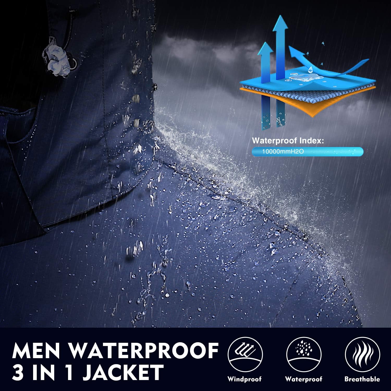 3 in 1 Waterproof Winter Ski Jacket J369493