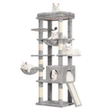 Smoky Gray 60 inches Cat Tree Tower with Scratching Posts K528