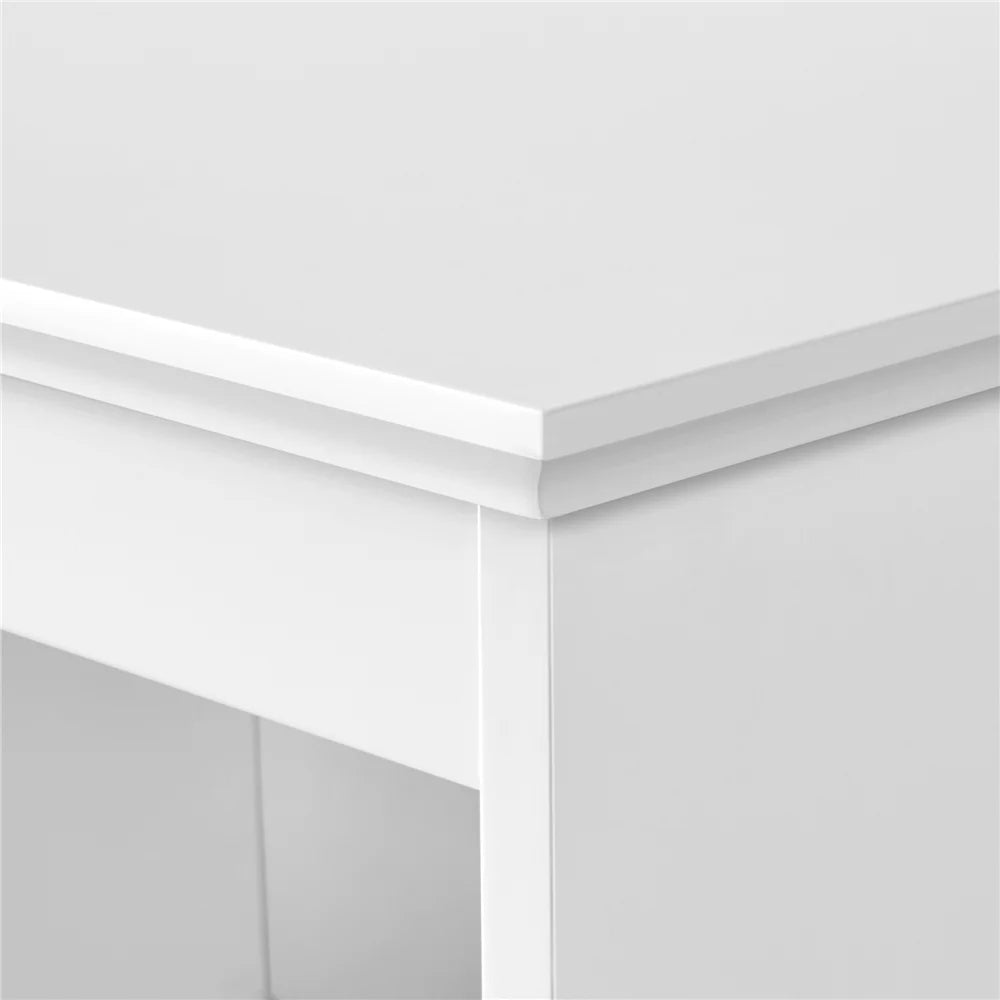 White Tall Wooden Bathroom Floor Cabinet with Single Door and Shelves D770