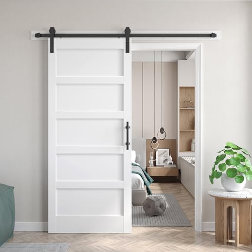 White Barn Door with Sliding Barn Door Hardware Kit Y50441