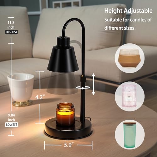 Black Adjustable Metal Candle Warmer Lamp with Timer Dimmer V325