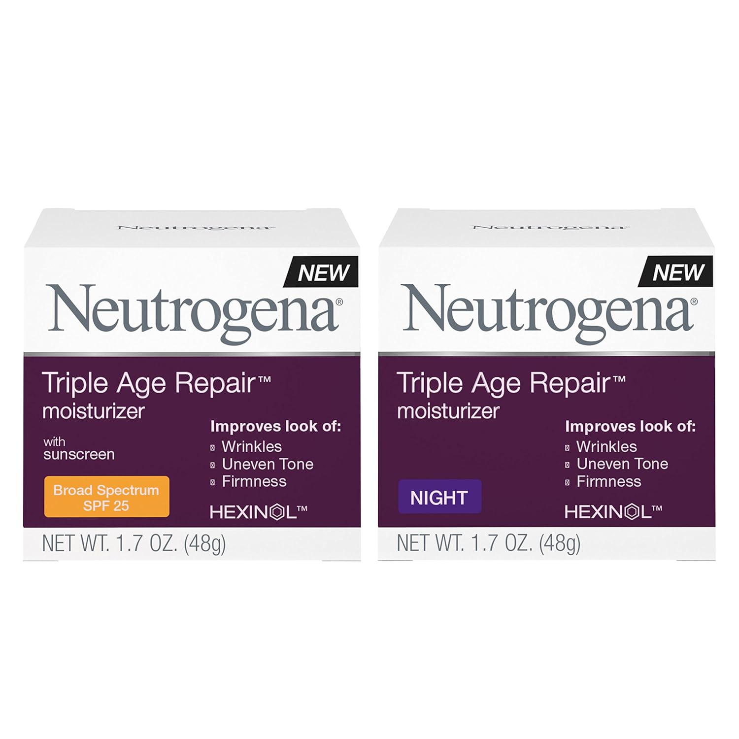 Triple Age Repair Anti-Aging Night Cream and Daily Facial Moisturizer with SPF 25 Sunscreen, 1.7 oz F11194