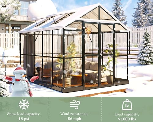 Black 8x10x7.5 FT Aluminum Polycarbonate Greenhouse P93892