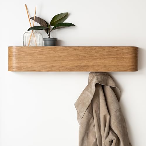 Solid Wood Veneer Coat Rack with Wall Hooks D474